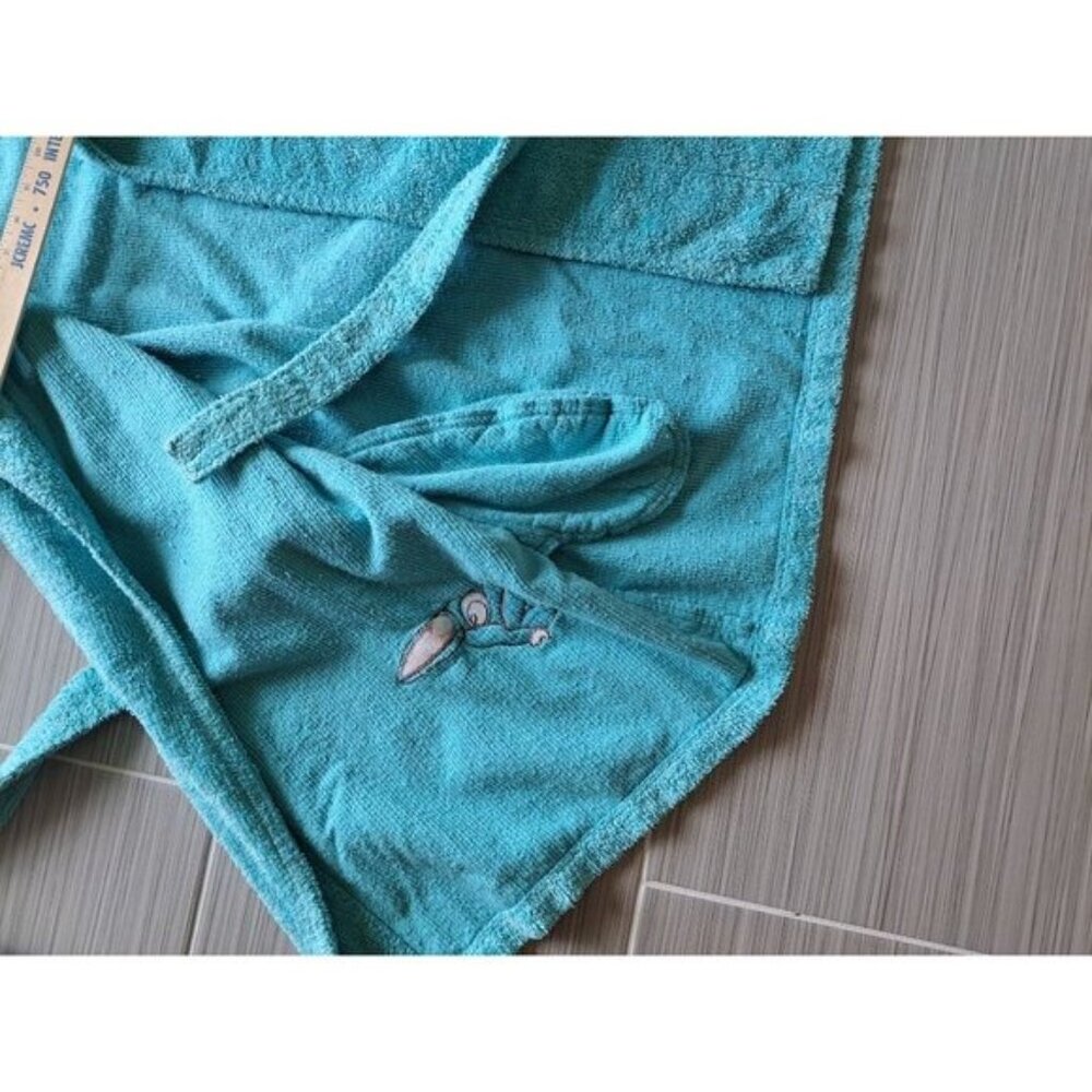 Bedtime Stories Turquoise Terry Cloth Robe Monkey Toucan Embroidery Women's 2X - Picture 11 of 11